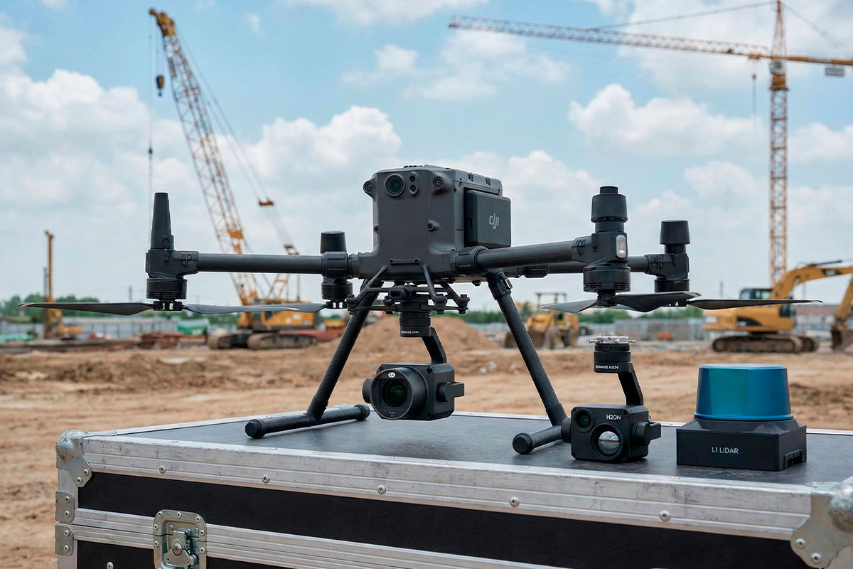 Matrice 350 RTK con cargas útiles intercambiables en construcción