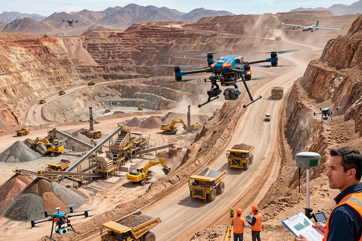 Aplicaciones de drones profesionales en una operación minera
